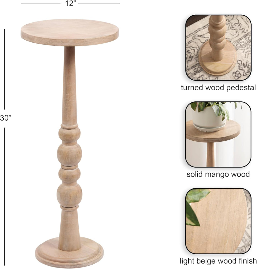 Kate and Laurel Wegner Traditional Wooden Round Drink Table, 12 x 12 x 30, Li...