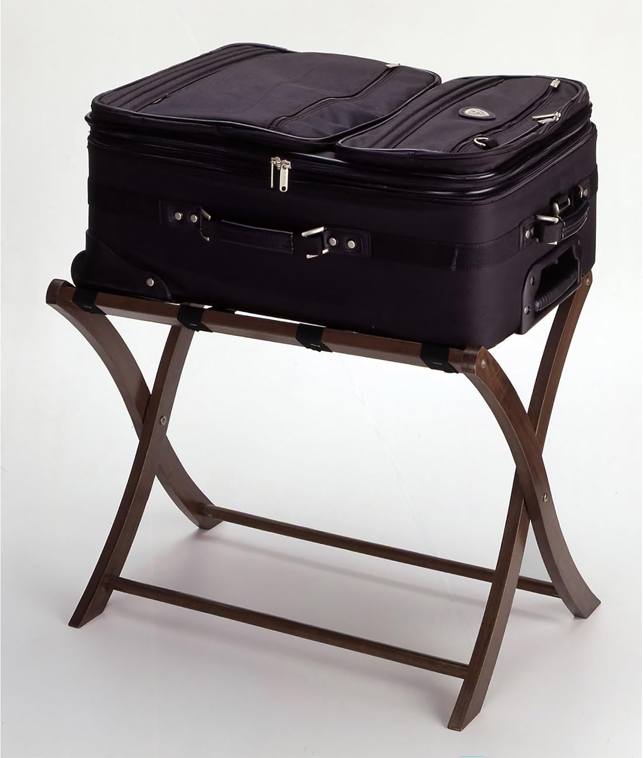 Winsome Scarlett Luggage Rack in Walnut, Sturdy Folding Suitcase and Bag Stand for Guest Room, Bedroom, Must Have Foldable Storage Essential for Guests, Small Businesses, Home
