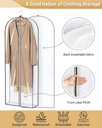 MISSLO 65" Clear Garment Bags for Hanging Clothes 4" Gusseted Dress Bags for Gowns Long Dress Cover for Closet Storage Dress Protector Bag, 3 Packs