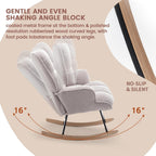 SAETSFEG Rocking Chair Nursery Teddy Upholstered Glider Rocker Rocking Accent Chair Padded Seat with High Backrest Armchair Comfy Side Chair for Living Room Bedroom Offices (Grey Teddy)