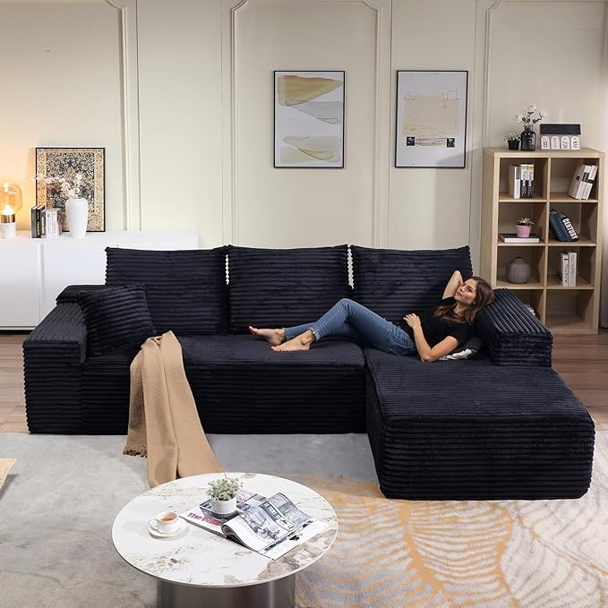 107" Modular Sectional Couches for Living Room, Comfy L Shaped Cloud Cou...