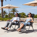 JEAREY Zero Gravity Lounge Chairs Set of 2, Adjustable Steel Mesh Recliners with Pillows and Cup Holder Trays for Patio, Garden, Beach, Black