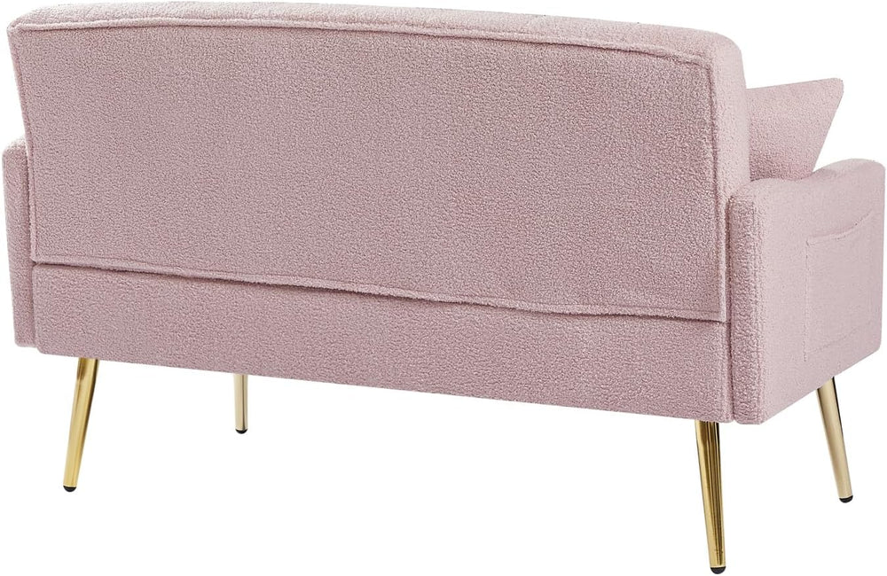 hansones Modern Velvet Armchair with Gold Metal Legs and Side Pockets, Tufted...