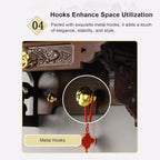 Bamboo Wooden Pooja Stand - Wall Mounted Hanging Shelf for God Statues,Bamboo Wooden Pooja Stand for Home Temple and OfficeTabletop Mandir for God Statues,Elegant Home Decor (Brown, L)