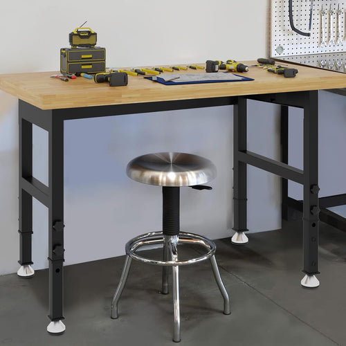 48' Adjustable Workbench, Solid Wood Work Bench Table , Rolling Workbench Large Load Capacity Garage Workbench for Workshop,Office,Home