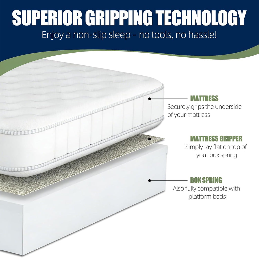 Non Slip Mattress Gripper, Anti-Slip Pad Prevents Mattress Sliding & Holds Bed in Place, Easy Trim Gripper Pads for Sofa, Couch, Chair Cushions, Stops Mattress Topper from Slipping (Queen (59" x 78"))