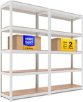 HOMEDANT House 5-Tier Laminated Metal Shelving Unit Adjustable Storage Utility Rack Heavy Duty Shelves Organization Multipurpose Shelf Kitchen Garage Pantry Closet 2Pack