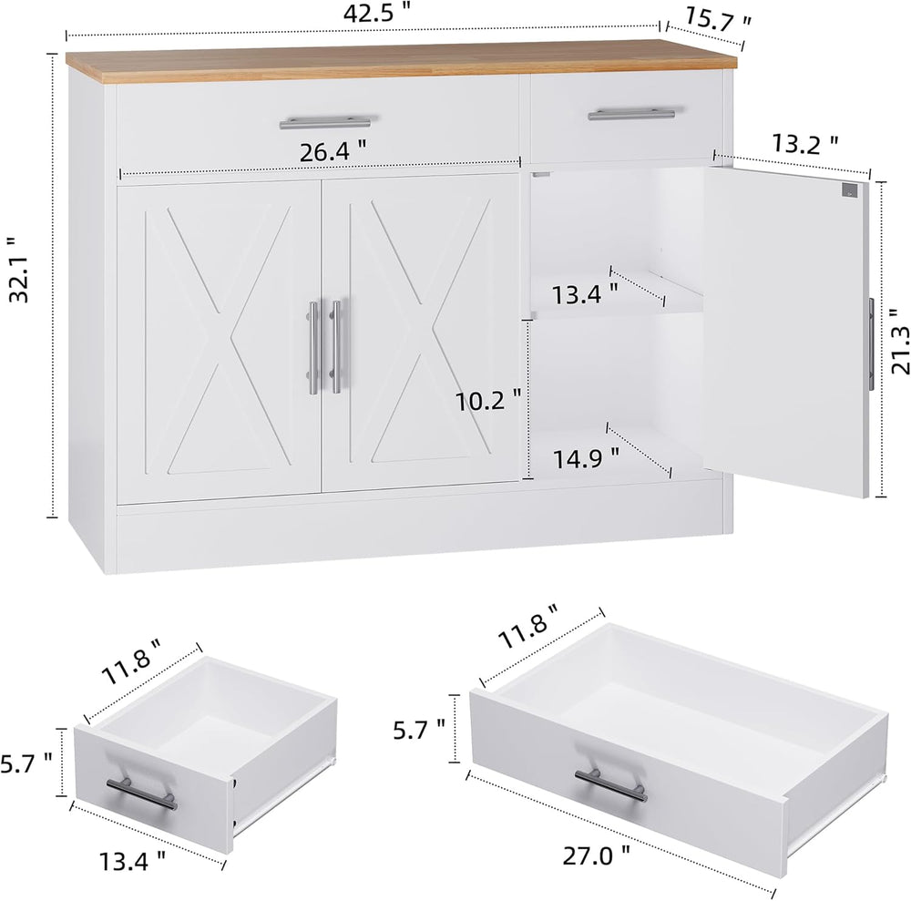 Shintenchi Modern Farmhouse Sideboard Buffet Cabinet with Storage with 3 Door...