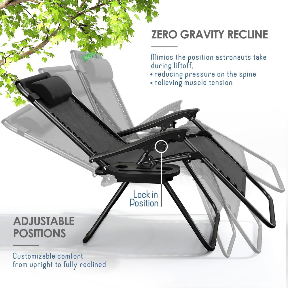 Nestl Zero Gravity Chairs Set of 4, Patio Lounge Chair Outdoor with Pillows &...
