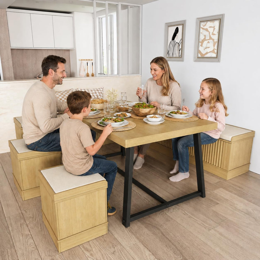 XIAO WEI Corner Dining Table Set, 6-Piece Breakfast Nook Dining Set with Stor...