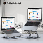 Laptop Stand for Desk, Adjustable Computer Stand with 360° Rotating Base, Ergonomic Laptop Riser for Collaborative Work, Foldable & Portable Laptop Stand, fits for All 10-16" Laptops