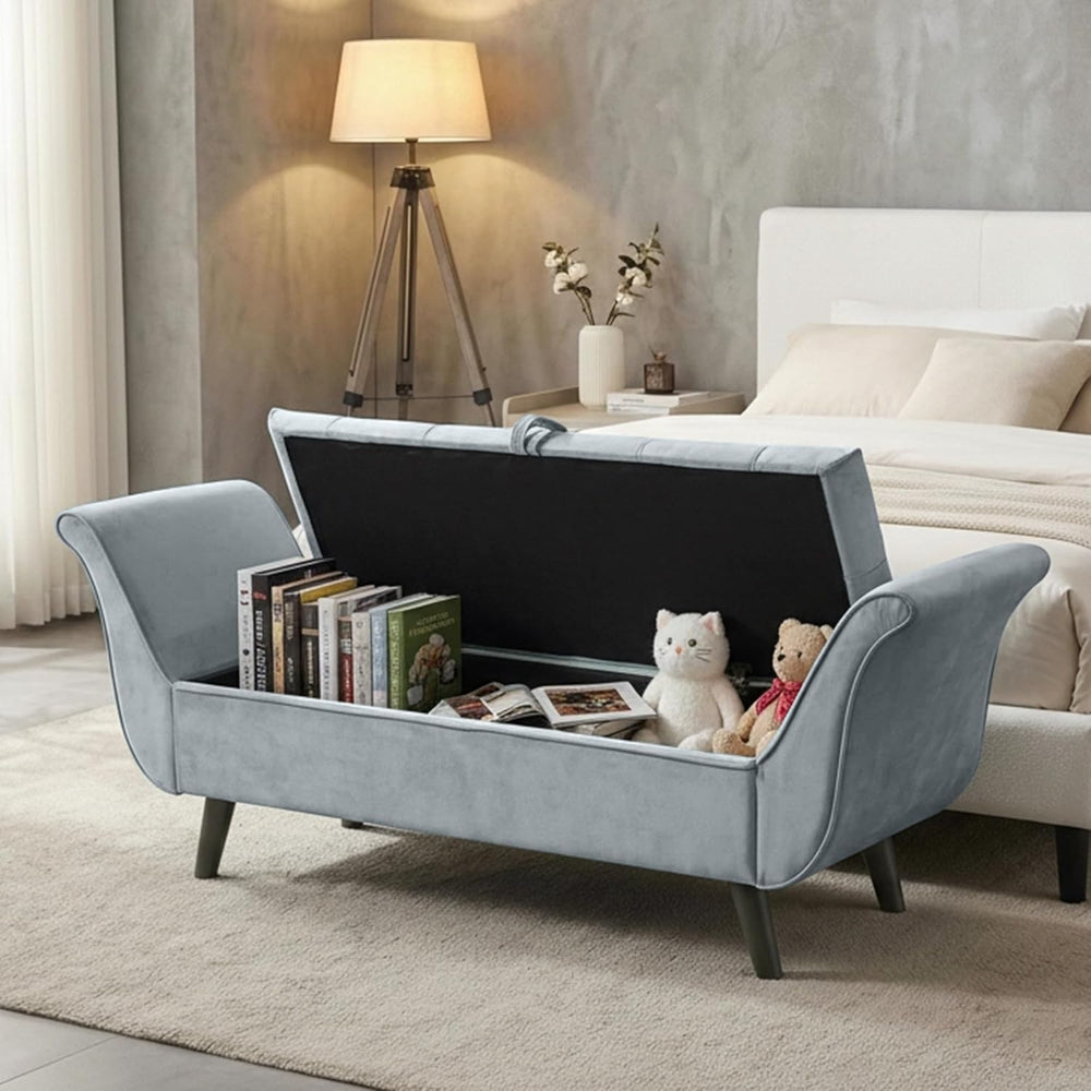 Velvet Bench for Bedroom End of Bed, 60.5 inch Upholstered Button Tufted Otto...