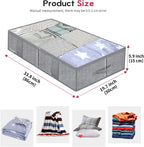 Onlyeasy Breathable Under Bed Storage Bags with 4 Reinforced Handles and Sturdy Side Wall, 2 Pack Eco-friendly Underbed Clothing Blankets Organizer with 2 Strong Zippers, Herringbone Grey, MXRUBBSS2P