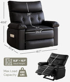 GarveeHome Oversized Rocker Swivel Recliner Chair - PU Leather Extra Wide Manual Recliner for Adults, Large Lazy Chair with 1.5X Sponge Comfort Arm and Back for Living Room, Bedroom