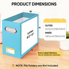 BALEINE File Organizer Box, Cardboard File Folder Organizer with Handle for Letter Size, Portable Collapsible Hanging Filing Box for Home Office Document Storage (4 Pack, Blue)