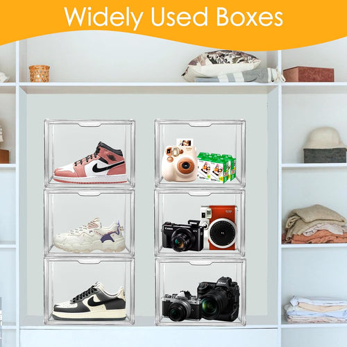 15Pack Purse Organizer for Closet Clear Acrylic Display Case Handbag Storage Organizer Box with Magnetic Door Stackable Storage Bins with Dustproof Lid for Book Toys Shoes Cosmetic Collectibles