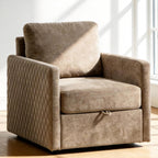Aoiy & Wifon 29.5''W Swivel Accent Chair, Comfy Modern Square Arm Chair with Hidden Storage for Living Room/Bedroom/Office, Chenille, Taupe