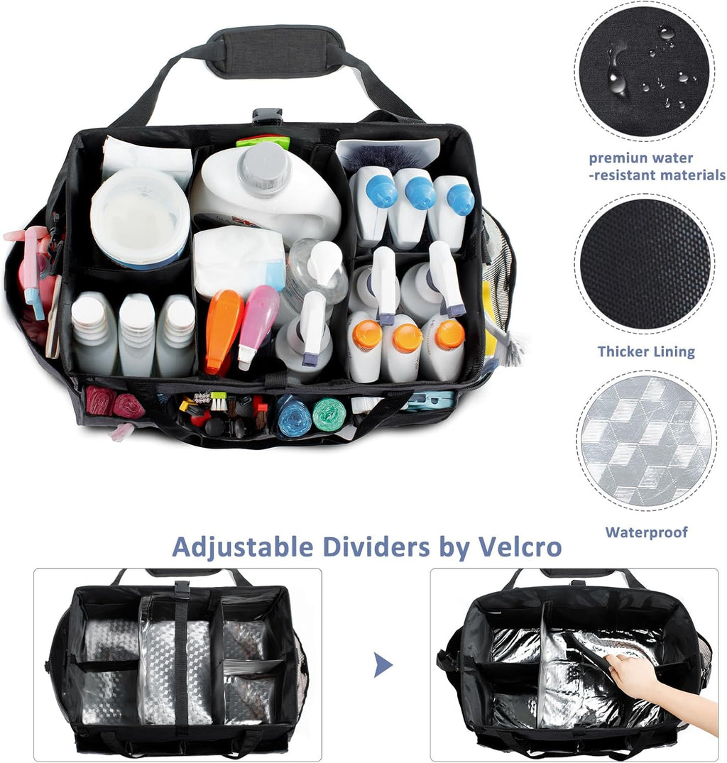 XL Professional Cleaning Caddy for Cleaning Suppliers, 17" Wearable Cleaing Bag for Housekeepers, Cleaning Organizer, Detailing Bag