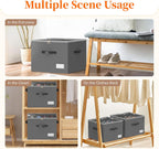 3 Pack Shoe Organizer for Closet, Foldable Shoe Storage Containers, Fits up to 24-48 Pairs, Shoe Storage Organizer Box Cubby Baskets Bins with Clear Cover and Reinforced Handles, Gray