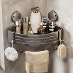 VOLPONE Shower Caddy Corner Suction Cup Shower Shelf Corner No Drilling Bathroom Shower Organizer Storage Rack Adhesive (1-Pack, gray)