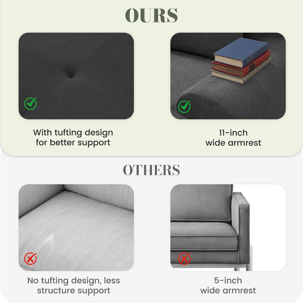GRUSIGN 118'' Modular Sofa,Sectional Couch for Living Room | Tufted O...