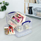 Really Useful Box Stackable 9 Liter Plastic Storage Container Bin with Snap Lid and Built-In Clip Lock Handles for Home & Office Organization (5 Pack)