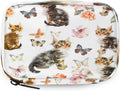 Watercolor Cute Cats Butterflies Pill Organizer Travel Medicine Case with Zipper Daily Vitamin Storage Bag Portable 8 Slot Weekly Pill Box Supplement Holder for Home Office Gym Travel