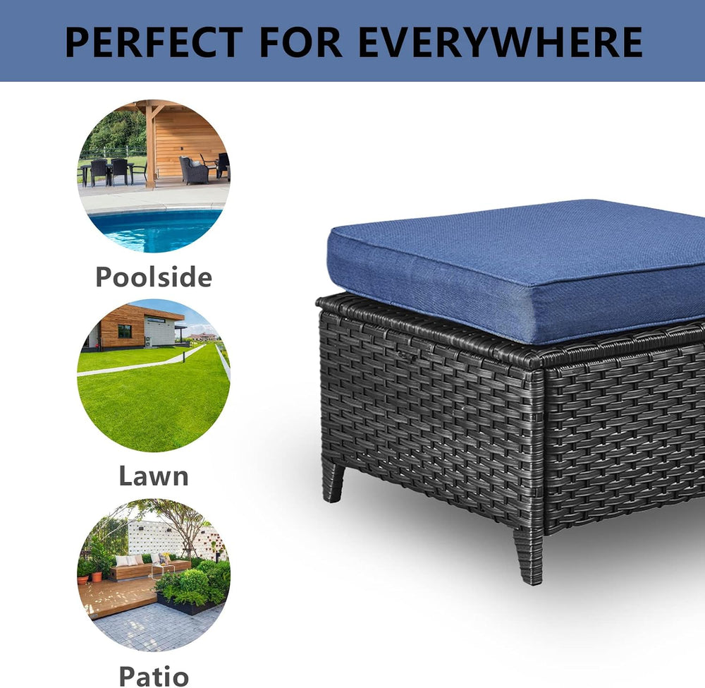 Belord Outdoor Furniture Ottoman Set of 2 Patio Seating Footstool All-Weather...