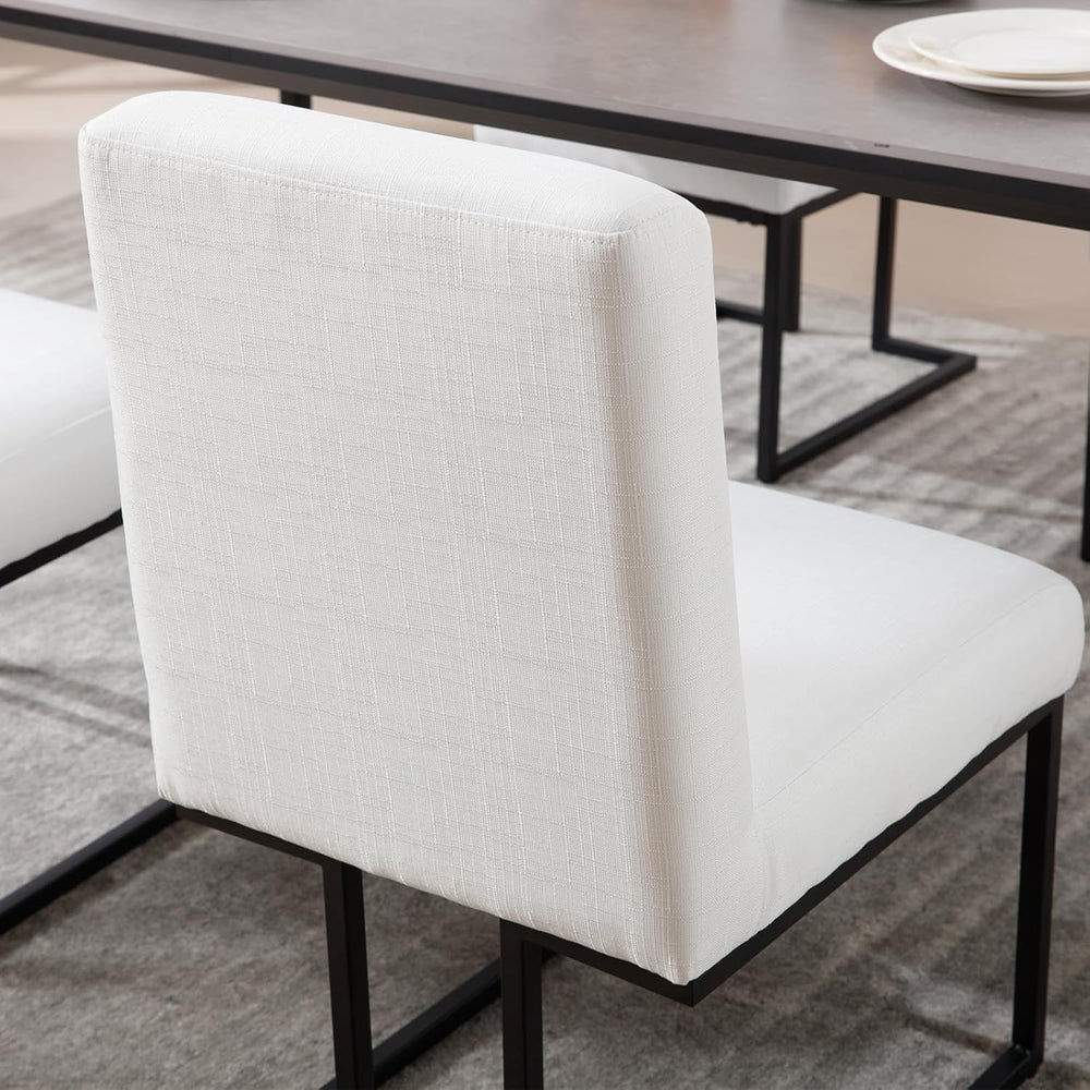 Upholstered Dining Chairs Set of 2, Modern Linen Fabric Kitchen & Dining ...