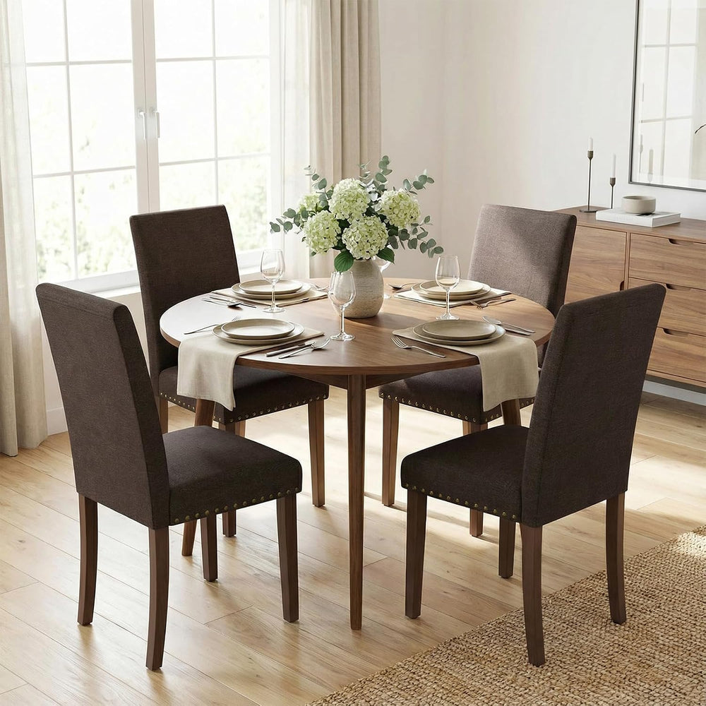 TLSUNNY Upholstered Dining Chairs Set of 2/4, Tufted Parsons Design with Nail...