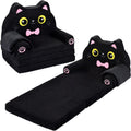 Foryoomi Kids Couch, 2-in-1 Soft Toddler Couch Fold Out with Blanket, Chair Comfy, Foldable Convertible Plush Sofa, Gifts for Kids Girl Boys, Black Cat