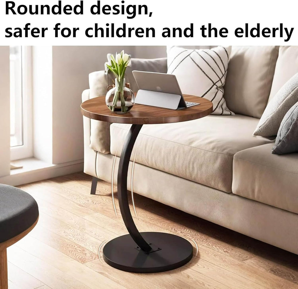 C Shaped End Table for Couchs, Couch Tables That Slide Under, Couch Side Tabl...