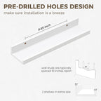 Axeman White Floating Shelves for Wall | Picture Ledge Shelf Set of 2 | Rustic Picture Shelf for Wall with Ledge | Small Floating Shelves with Lip | Photo Ledge Shelves for Books Album Records