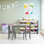 Humble Crew Toddler Table and Chair Set for Kids, Wood Activity Furniture | Sturdy 3 piece playroom or bedroom desk, perfect size for crafts, snacks, homework, and learning, includes 2 matching seats