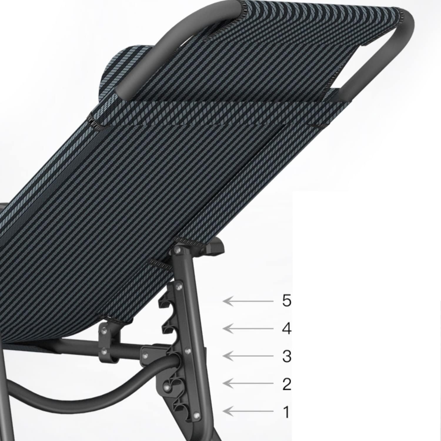 Folding Chaise Lounge Chair for Outside Beach Sunbathing Patio Pool Lawn Deck Lay Flat Adjustable 5-Position(B)