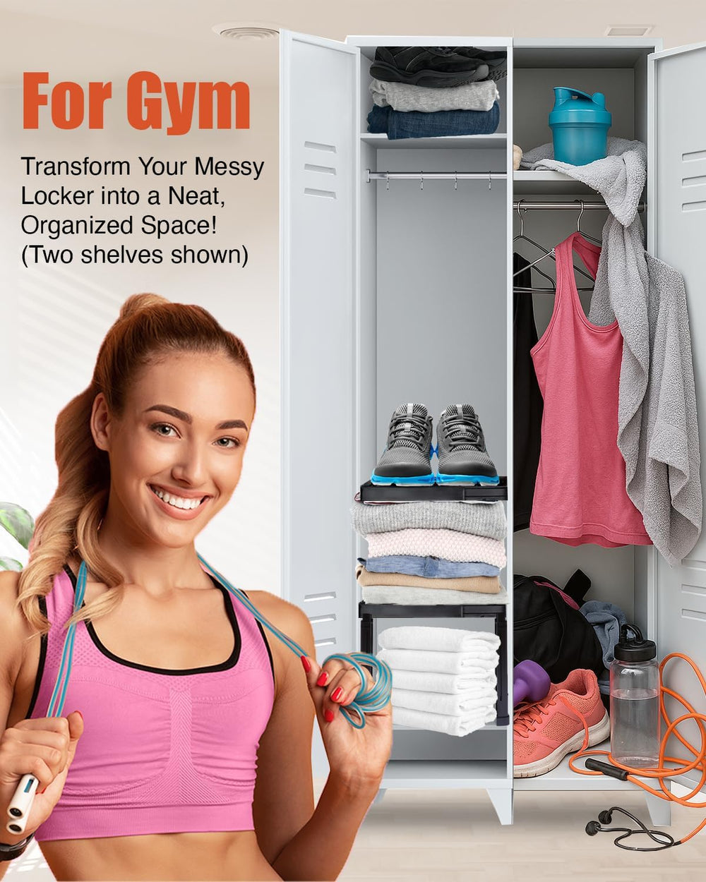 Piffny Locker Organizer Shelf, Adjustable Width and Height, Ideal for School,...