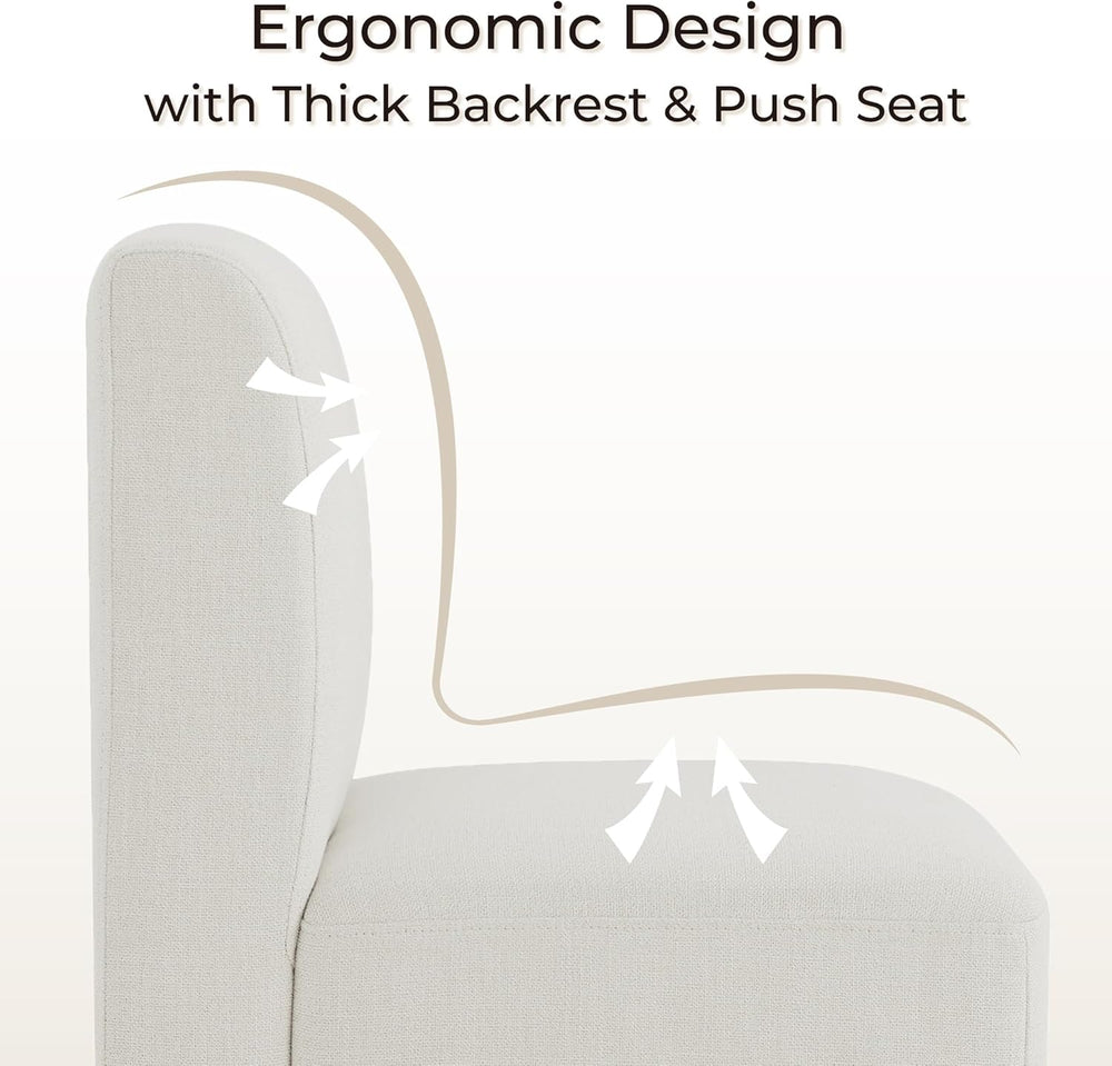CHITA Dining Chairs with Casters Set of 4, FSC Certified Upholstered Armless ...
