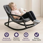 Special Supplies Sensory Boucle Rocking Chair for Kids - Comfortable Kids Rocker- Versatile Floor Chair with Soft Fabric and Stability for Playroom, Bedroom, or Nursery (Ages 3+) - Charcoal