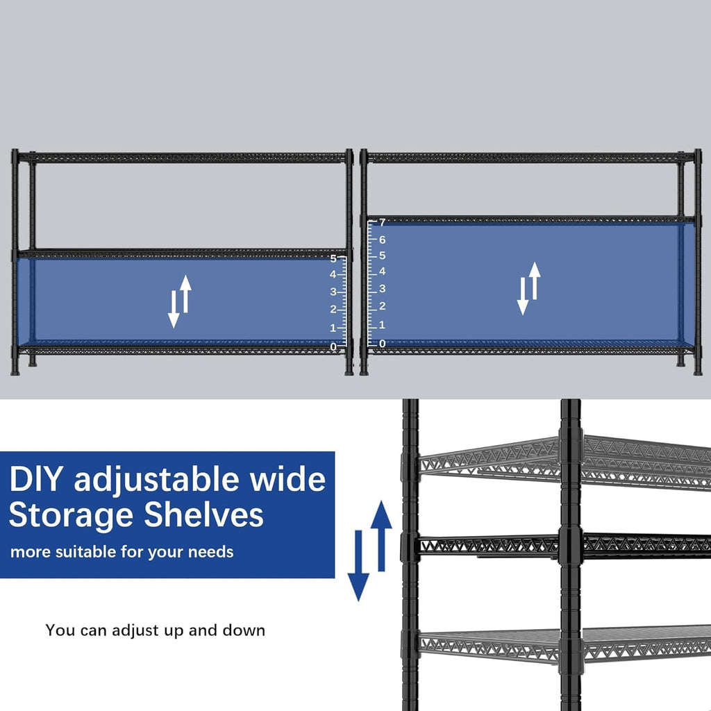 REGILLER 3-Wire Shelf Adjustable Heavy Duty Storage Shelves,Metal Organizer Wire Rack for Laundry Bathroom Kitchen Pantry Closet Garage Shelving No Wheel