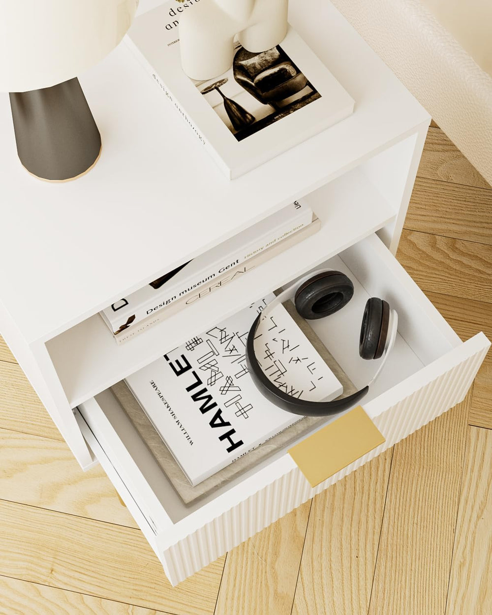 Aienvey Night Stand, Modern Nightstand with Drawers, Bedside Table, Gold Smal...