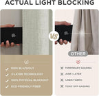 Joydeco Blackout Curtains for Bedroom - 100% Light Blocking 2 Panels Light Beige Drapes 37"W x 108"L, Thermal Insulated Room Darkening Curtains, Linen Textured for Living Room, Rod Pocket & Back Tabs