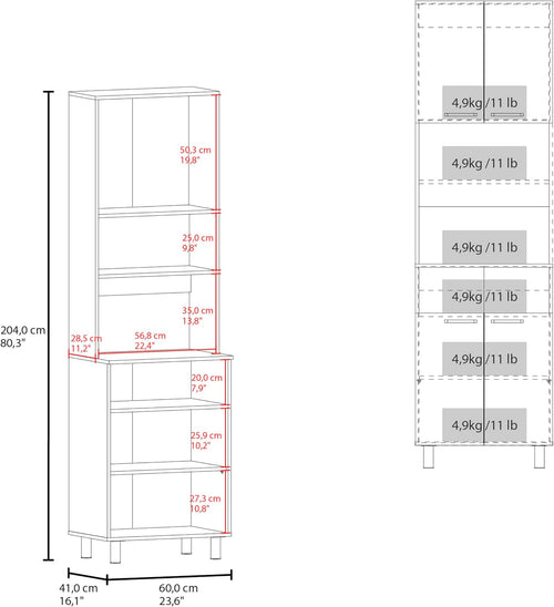 23.6" D*16.1" W*80.3" H Freestanding Kitchen Pantry with 3 Shelves, 2 Double Doors, Rectangular Storage Cabinet, Farmhouse, for Living Room, Dining Room, Brown