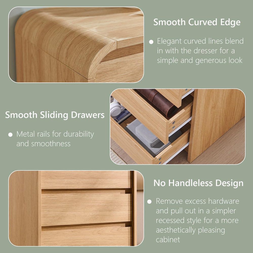 Aitjunz 25" Tall Modern Nightstand with Charging Station, 23.6''...