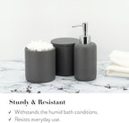 ZCCZ Gray Bathroom Accessories Set 6 Pieces - Toothbrush Holder, Lotion Dispenser, Qtip Container, Vanity Tray, Tumbler - Countertop Organizer for Bathrooms - Elegant and Functional Décor Set