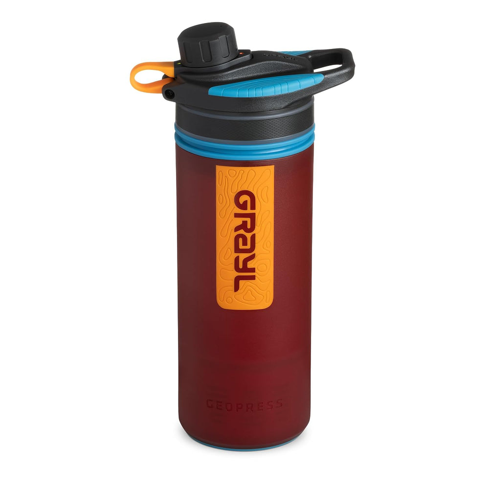 GRAYL GeoPress 24 oz Water Purifier & Water Filter Bottle, Wanderer Red