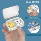 Pill Box 2 Compartment Medicine Pill Case,Portable for Pocket or Purse Pill Box Decorative Metal Medicine Vitamin Organizer Unique Gift（Bule Marble）