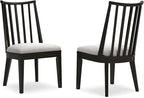 Signature Design by Ashley Galliden Urban Upholstered Armless Dining Chair, Set of 2, Black & Light Gray