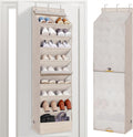STORAGE MANIAC Over the Door Shoe Organizer with Curtain Dustproof Heavy-Duty Large Deep Pocket Hanging Shoe Organizer for Closet Dorm & Narrow Door Storage Shoe Holder Shoe Rack, 9-Shelf Beige 1 Pack