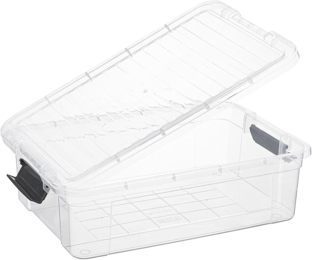 Superio Clear Storage Boxes with Lids, 13.7 Quart Plastic Container Bins for Organizing, Stackable Crates, BPA Free, Non Toxic, Odor Free, Organizers for Home, Office and Dorm, 8 Pack