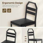 YATINEYDining Chairs, Kitchen Chairs with Back Support, Upholstered Seat and Metal Legs, for Kitchen, Living Room, Black CY02L4BB